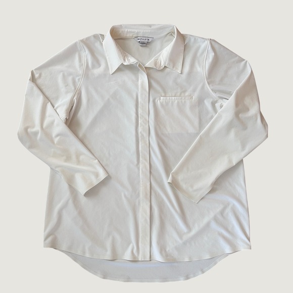 Athleta Tops - Athleta Urbanite White Long Sleeve Button Down Shirt Women XL Travel Stretch